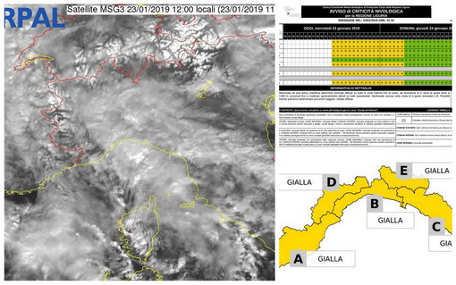 Maltempo sulla Liguria: allungata fino alle 6 di domani l'allerta per neve, per ora solo qualche fiocco in montagna Maltempo sulla Liguria: allungata fino alle 6 di domani l'allerta per neve, per ora solo qualche fiocco in montagna
