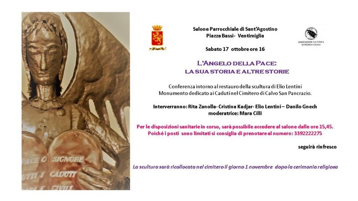 Ventimiglia, il 17 ottobre la conferenze sul restauro del monumento ai caduti nel cimitero di Calvo San Pancrazio