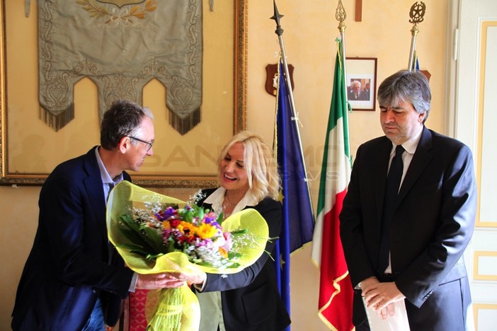 Antonella Clerici in visita al sindaco Alberto Biancheri