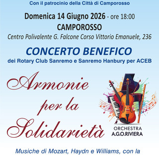 “Armonie per la Solidarietà”: a Camporosso un concerto benefico tra grande musica e impegno sociale “Armonie per la Solidarietà”: a Camporosso un concerto benefico tra grande musica e impegno sociale