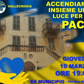 Vallecrosia: giovedì alle 19 l'ex Comune sarà illuminato per lanciare un messaggio di pace per l'Ucraina