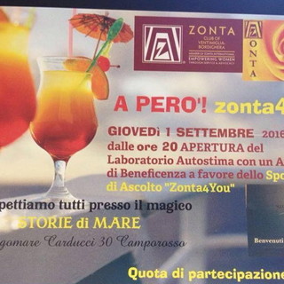 Camporosso: domani sera a 'Storie di Mare' in lungomare Carducci aperitivo di beneficenza dello 'Zonta4You' Camporosso: domani sera a 'Storie di Mare' in lungomare Carducci aperitivo di beneficenza dello 'Zonta4You'