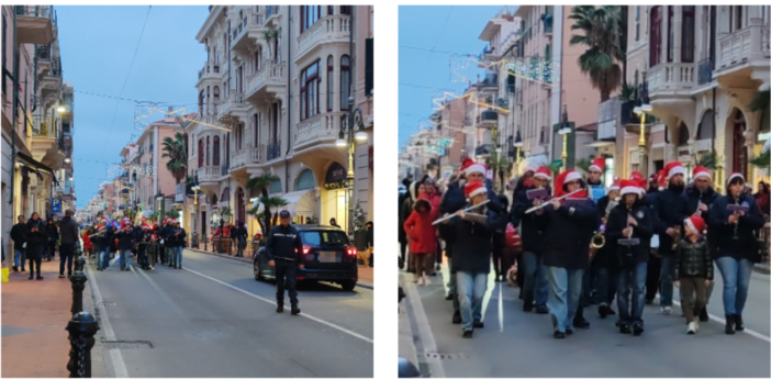 "Buon Natale dalla Banda", concerto itinerante a Bordighera (Foto e video)