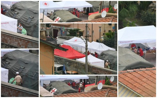 Sanremo: Croce Rossa e Alpini dell'Esercito stanno allestendo la base logistica per accogliere gli afgani (Foto)