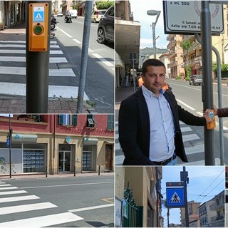 Vallecrosia, nuovi attraversamenti pedonali luminosi sull'Aurelia. Biasi e Fazzari: "Sistema per garantire sicurezza ai pedoni" (Foto e video)
