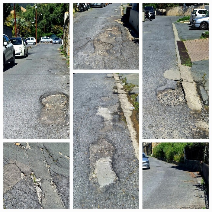 Sanremo: buche nell'asfalto in strada san Giusto, la segnalazione di un nostro lettore