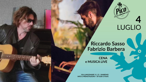 Sanremo: questa sera cena al Pico de Gallo con il live di Riccardo Sasso e Fabrizio Barbera Sanremo: questa sera cena al Pico de Gallo con il live di Riccardo Sasso e Fabrizio Barbera