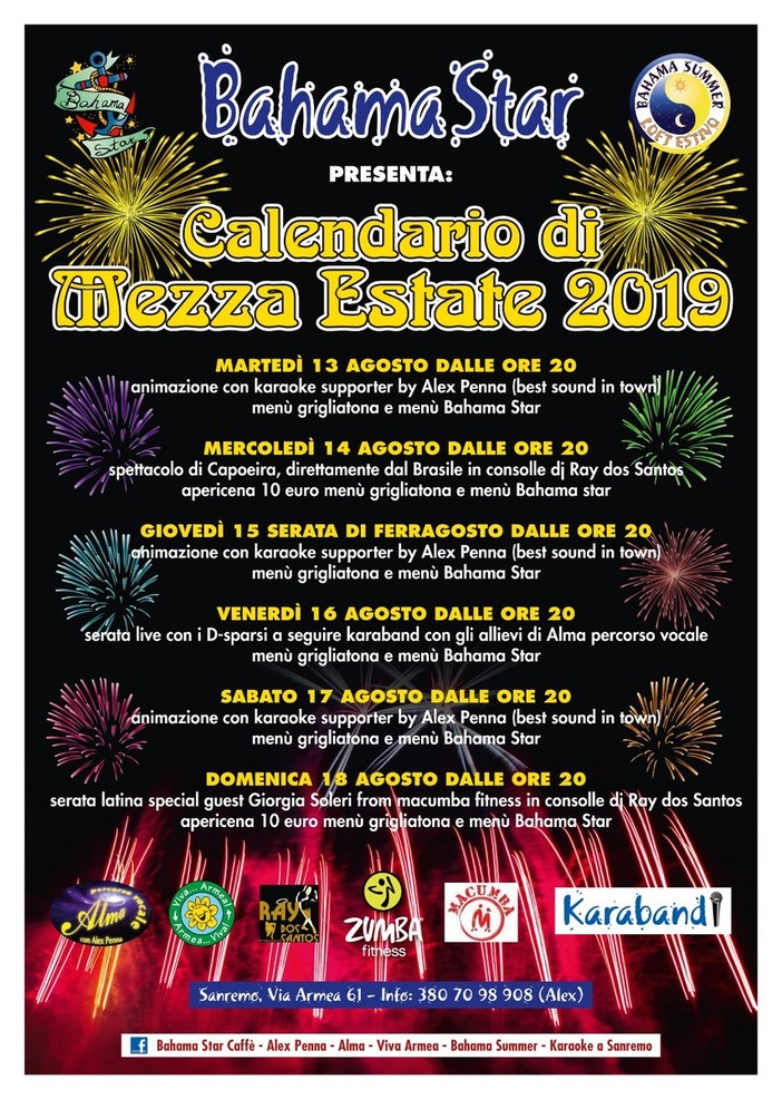 In attesa del Cantaestate 2018, le serate "Eat &amp; Show" proseguono con successo al Bahama Star