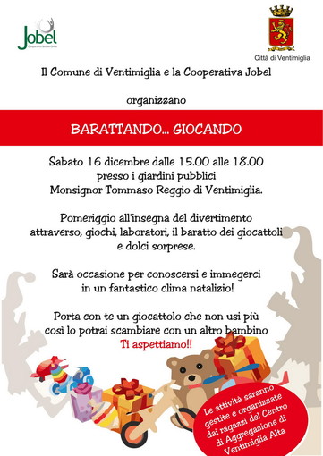 Ventimiglia: divertimento per i più piccini e baratto dei giocattoli, domani l'appuntamento ai Giardini T.Reggio