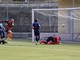Nella foto Alan Carlet in rete: l'attaccante del Bordighera Sant'Ampelio ritrova a via del gol