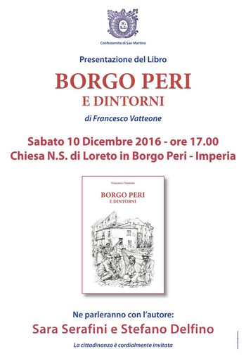 Imperia: sabato alla Chiesa N.S. di Loreto la presentazione del libro “Borgo Peri e dintorni” di Francesco Vatteone