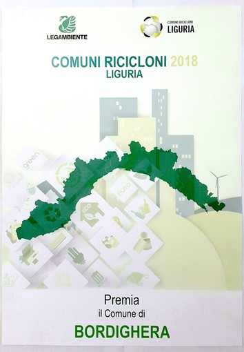 Bordighera 'Comune riciclone 2018', la città ottiene l'ambito riconoscimento di Legambiente