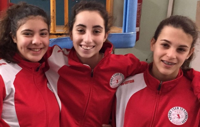 Nella foto le tre atlete del Basket Ventimiglia convocate dalla selezione provinciale per la giornata di oggi a Marano