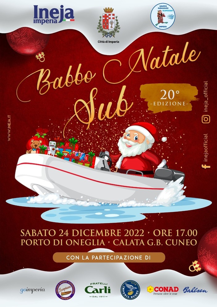 Imperia: sabato in Calata Cuneo appuntamento con Babbo Natale Sub Imperia: sabato in Calata Cuneo appuntamento con Babbo Natale Sub