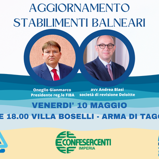 Taggia: domani convegno di Confesercenti sulla situazione dei balneari a Villa Boselli