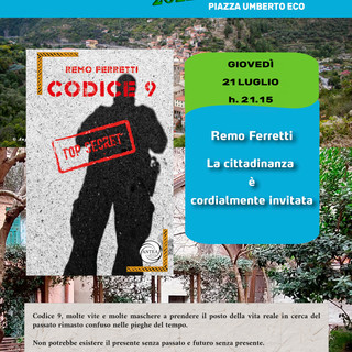 Questa sera al Badalucco Book Festival appuntamento con Remo Ferretti e il suo libro “Codice 9”