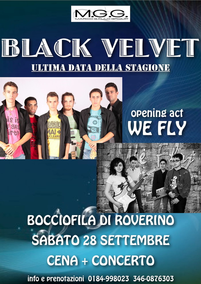 Ventimiglia: sabato alla bocciofila di Roverino il concerto di fine estate con i Black Velvet