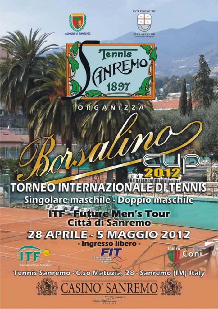 Tennis: al TC Sanremo è in corso l'ITF Men's Tour 'Borsalino Cup', la finale sabato prossimo