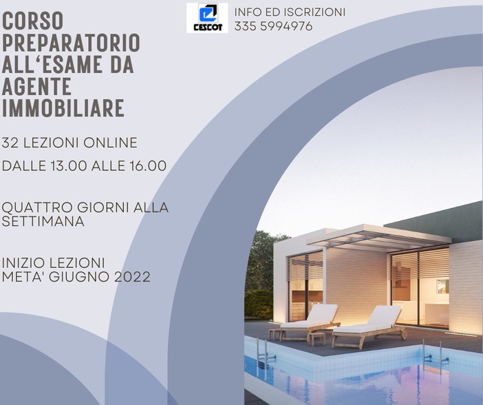 Con il Cescot Confesercenti di Imperia corso online preparatorio per l’esame da agenti immobiliari Con il Cescot Confesercenti di Imperia corso online preparatorio per l’esame da agenti immobiliari
