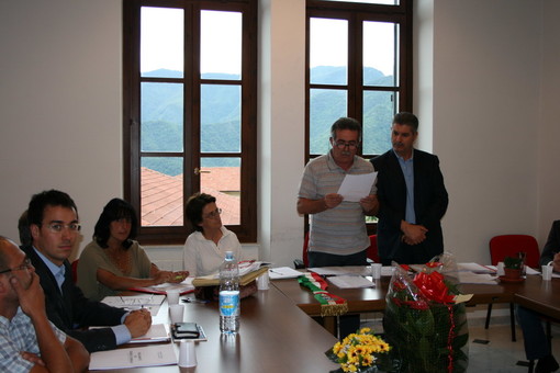 Il sindaco Marcello Lanza il giorno del suo insediamento