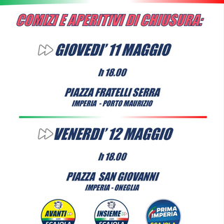 Elezioni Imperia, Scajola chiude la campagna elettorale con un aperitivo e un comizio Elezioni Imperia, Scajola chiude la campagna elettorale con un aperitivo e un comizio