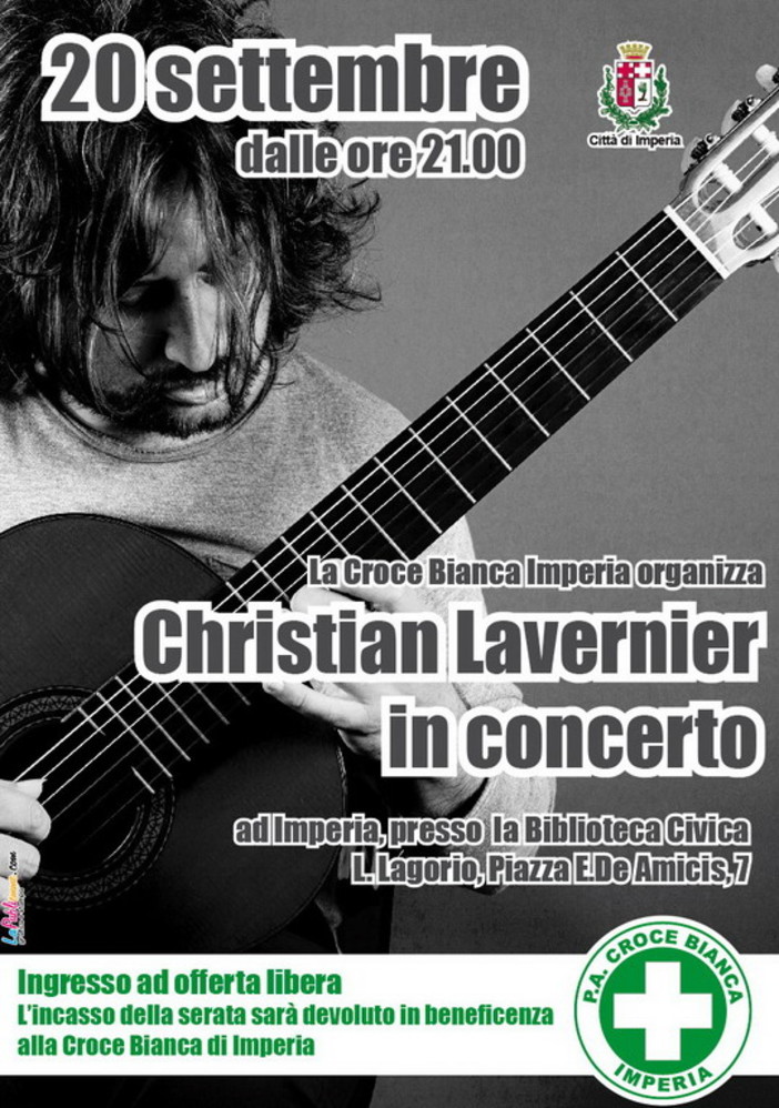 Imperia: domenica 20 settembre alle 21 il M° Christian Lavernier in concerto alla Biblioteca Lagorio