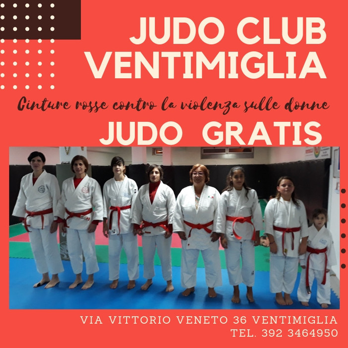 'Cinture rosse contro la violenza sulle donne', continua il progetto del Judo Club Ventimiglia ASD 'Cinture rosse contro la violenza sulle donne', continua il progetto del Judo Club Ventimiglia ASD