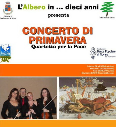 San Lorenzo al Mare: sabato prossimo concerto di Primavera con il Quartetto per la Pace San Lorenzo al Mare: sabato prossimo concerto di Primavera con il Quartetto per la Pace