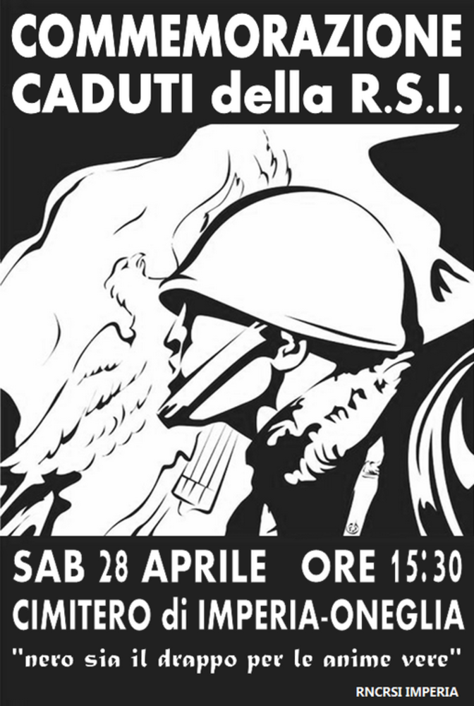 Imperia: sabato si terrà al cimitero di Oneglia la commemorazione dei Caduti della RSI Imperia: sabato si terrà al cimitero di Oneglia la commemorazione dei Caduti della RSI