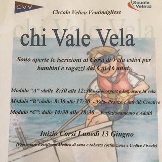 Ventimiglia: 'Chi vale... vela!' ecco i corsi di vela organizzati dal Circolo Velico Ventimigliese Ventimiglia: 'Chi vale... vela!' ecco i corsi di vela organizzati dal Circolo Velico Ventimigliese