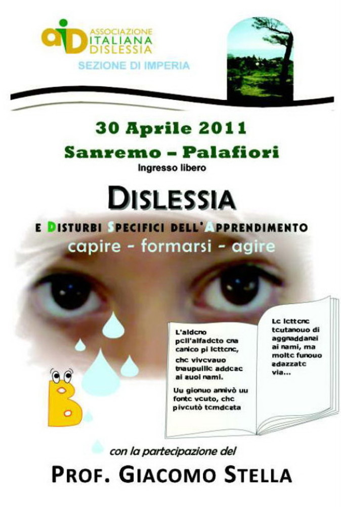 Sanremo: domani, un convegno al Palafiori sulla Dislessia con l’Aid Imperia Sanremo: domani, un convegno al Palafiori sulla Dislessia con l’Aid Imperia