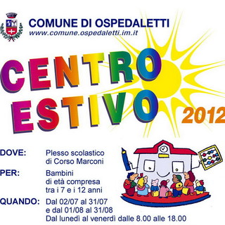 Ospedaletti: sono aperte fino al 15 giugno le iscrizioni per il centro estivo 2012 Ospedaletti: sono aperte fino al 15 giugno le iscrizioni per il centro estivo 2012