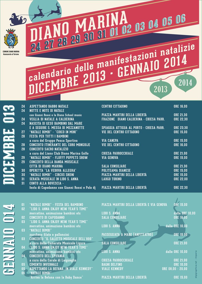 Diano Marina, ecco il calendario delle manifestazioni di Natale