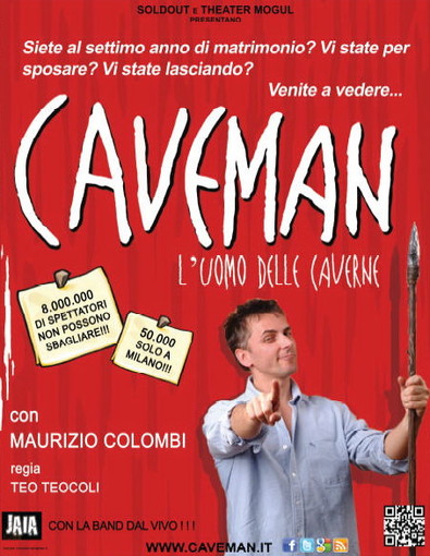 Venerdì prossimo al Teatro Centrale Maurizio Colombi in 'Caveman - l'uomo delle caverne'