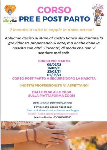 Il Centro Aiuto alla Vita tende la mano ai neo genitori: domani il corso online pre e post parto Il Centro Aiuto alla Vita tende la mano ai neo genitori: domani il corso online pre e post parto