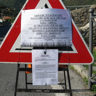 Badalucco: stanotte chiusa al traffico la provinciale 548 al Giro del Merello