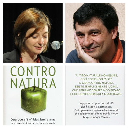 Bordighera: Dario Bressanini alla presentazione di 'Contro natura - Dagli Ogm al Bio' insieme a Beatrice Mautino
