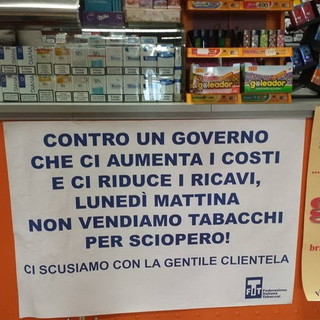 Sciopero nazionale dei tabaccai: anche nella nostra provincia domattina non si vendono più sigarette