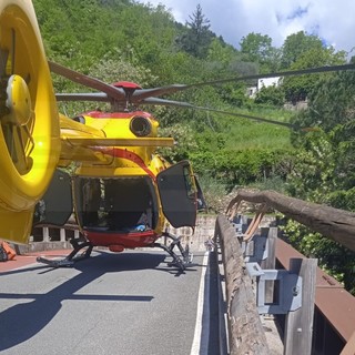 Molini di Triora: cade in campagna da tre metri di altezza, 64enne trasportato in elicottero (Foto)
