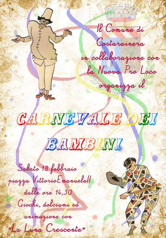 Costarainera: sabato prossimo alle 14.30 la 'Festa di Carnevale' per i bambini Costarainera: sabato prossimo alle 14.30 la 'Festa di Carnevale' per i bambini