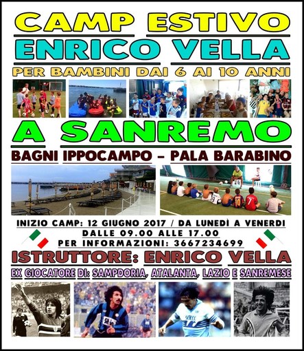 Calcio: a Sanremo dal 12 Giugno al via il Camp Estivo Enrico Vella Calcio: a Sanremo dal 12 Giugno al via il Camp Estivo Enrico Vella