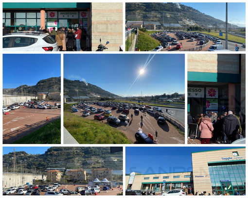 Taggia: lunghe code questa mattina per i tamponi in 'drive through' e per le 'terze dosi' in stazione (Foto) Taggia: lunghe code questa mattina per i tamponi in 'drive through' e per le 'terze dosi' in stazione (Foto)