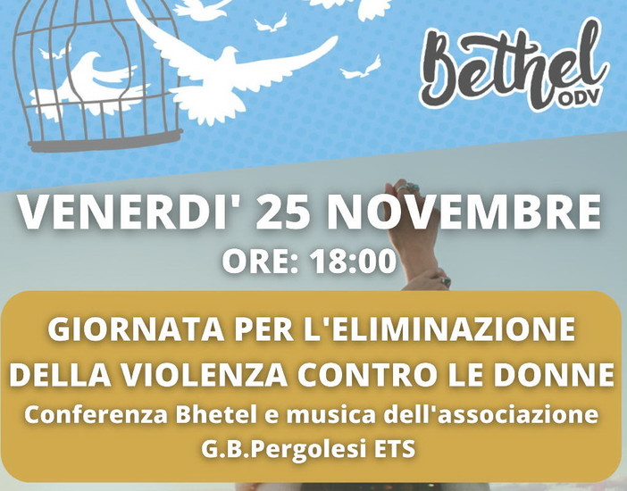 Vallecrosia: il 25 novembre alla sala polivalente una conferenza di Bethel contro la violenza sulle donne Vallecrosia: il 25 novembre alla sala polivalente una conferenza di Bethel contro la violenza sulle donne