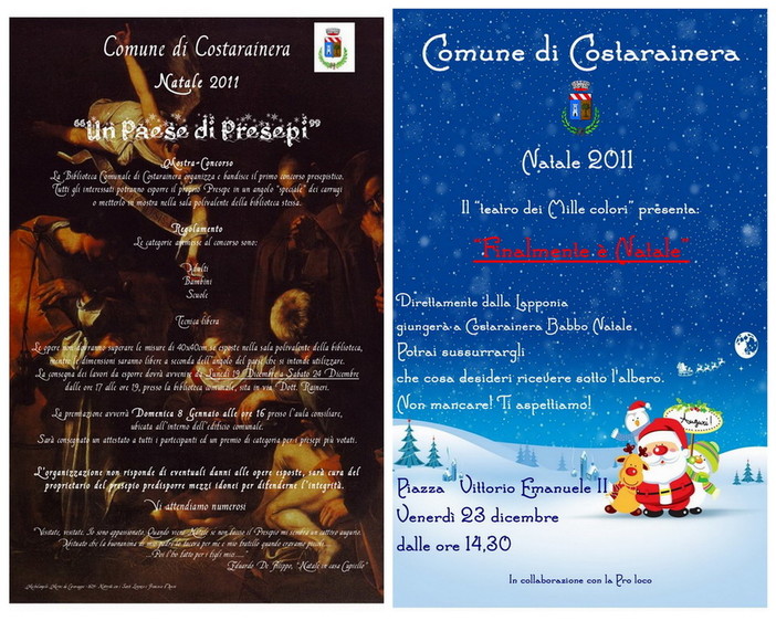 Costarainera: venerdì prossimo Babbo Natale in piazza, c'è anche 'Un paese di Presepi'