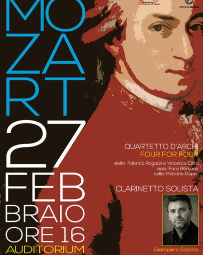 Imperia: sabato pomeriggio all'Auditorium della Camera di Commercio concerto sulle musiche di Mozart