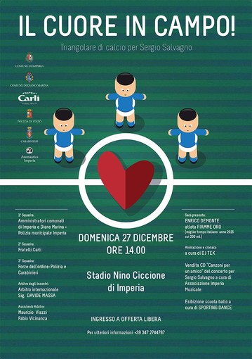 "Con il cuore in campo! Per Sergio". Ecco la formazione di politici imperiesi e dianesi. Appuntamento alle 14 al Nino Ciccione "Con il cuore in campo! Per Sergio". Ecco la formazione di politici imperiesi e dianesi. Appuntamento alle 14 al Nino Ciccione