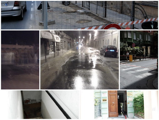 Sanremo: dopo la rottura del tubo Amaie di stanotte in via Volta, cantina allagata in via Pallavicino