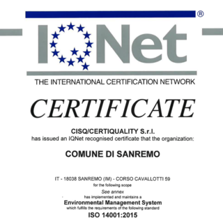 Sanremo è sempre più “green”, la Città dei Fiori ottiene la certificazione ambientale ISO 14001