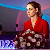Chiara Ferragni durante la conferenza stampa del Festival di Sanremo 2023