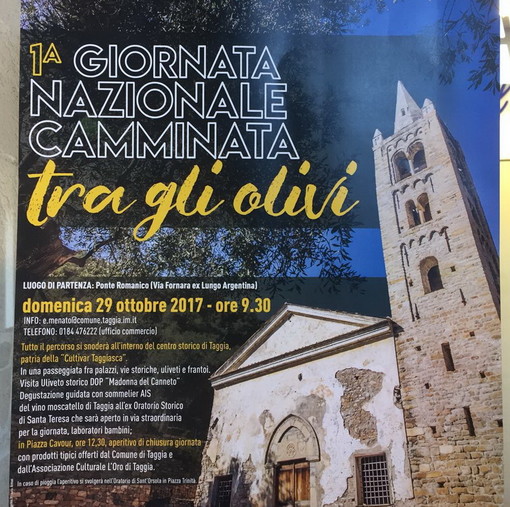 Taggia: domenica la “Camminata tra gli olivi” alla scoperta della cultura dell'olio